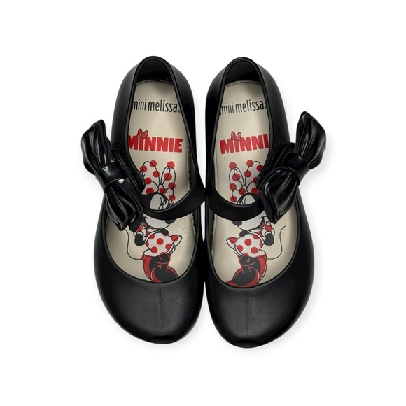 Mini Melissa 𖠌 Minnie Mouse Disney Ultra Bow Jelly Flat Shoes 𖠌 Black 𖠌 Girls 10 - Picture 9 of 16
